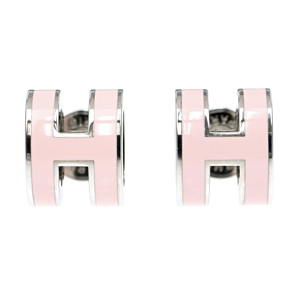 【名東】【HERMES】エルメス ピアス ポップアッシュ ミニ H 一対 ピンク シルバーカラー ジュエリー その他【新品同様】【中古】