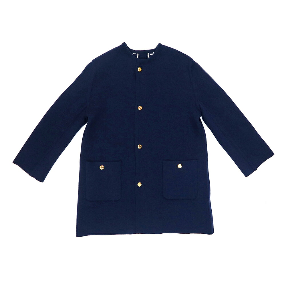 [Meito] [GUCCI]Gucci GG Jacquard Reversible Cardigan, Size S, Navy, 773902, Gold Buttons, Women's Apparel, Clothing [Like New] [Used]