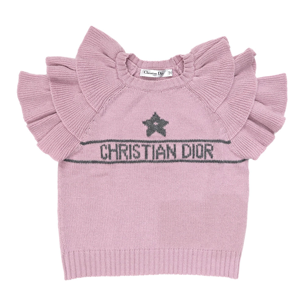【最大限度３万円銀行割引クーポン券】【名東】【CHRISTIAN DIOR】クリスチャンディオール 半袖編み物 フラウンス 36大いさ サクラ色 344S13BM003 カシミール レディース 御召しもの 女 服 【新品負けず劣らず】【中古】