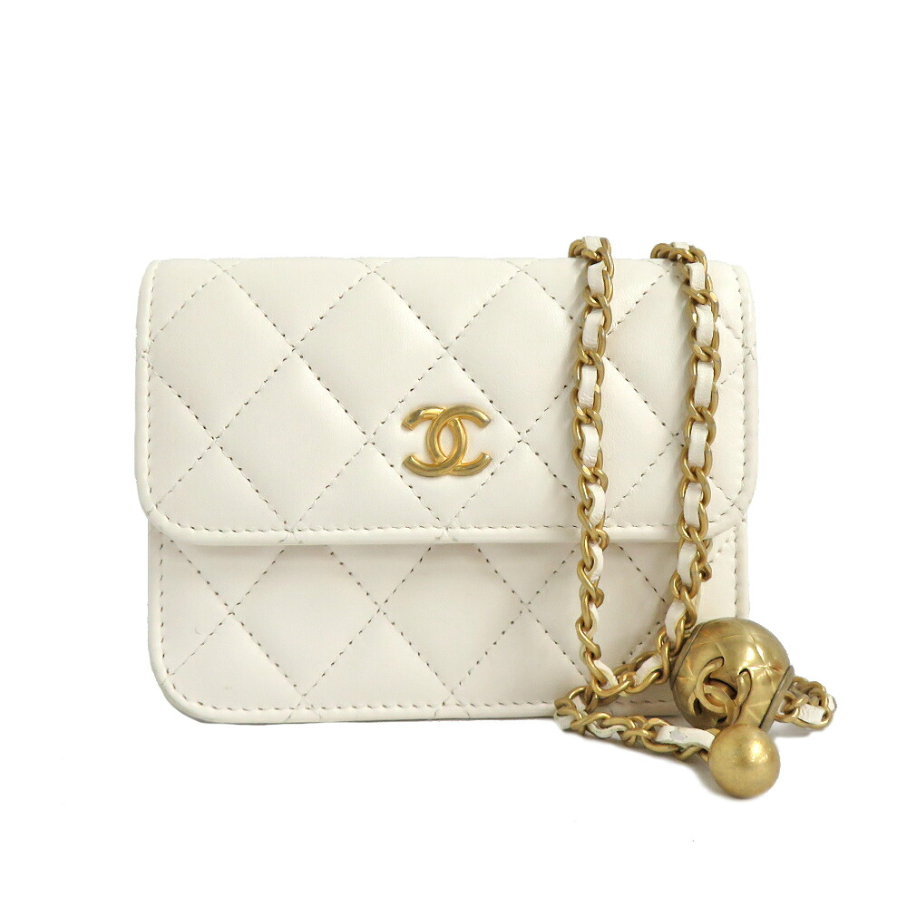 【最大３万円OFFクーポン】【名古屋】【CHANEL】シャネル マトラッセ チェーンショルダーポーチ ポシェット ホワイト ゴールド金具 31番台 白 ラムスキン クロスボディ 斜め掛け レディース【中古】