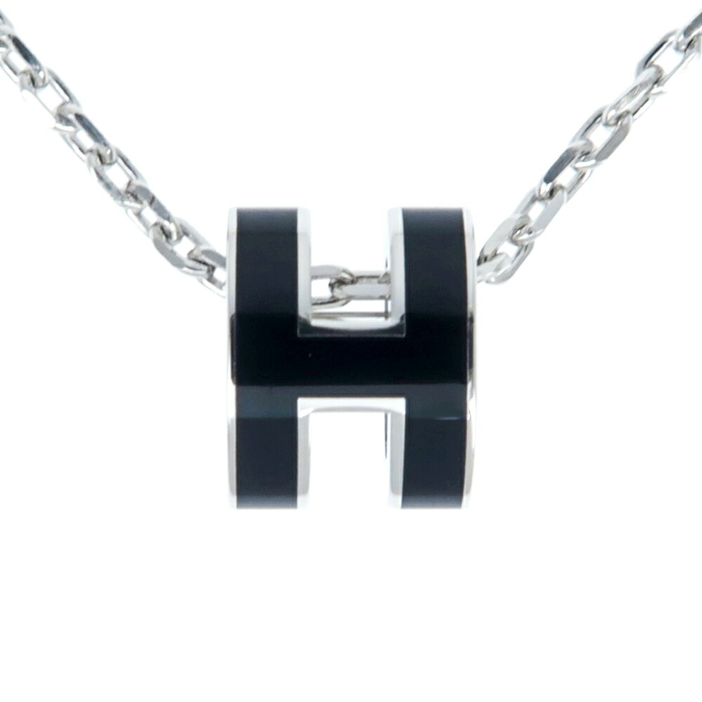 【名東】【HERMES】エルメス ネックレス ポップアッシュ ミニ ペンダント H ブラック シルバーカラー アクセサリー その他【新品】【未使用】【中古】