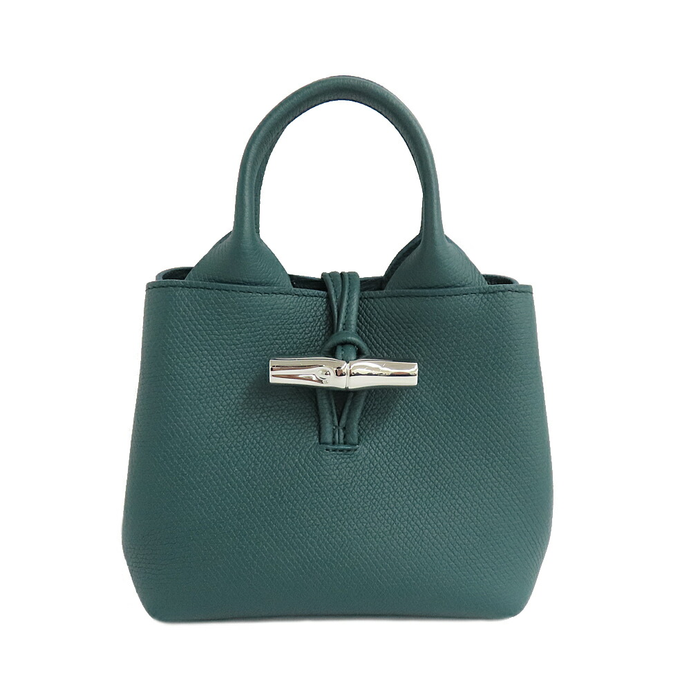 美品 ロンシャン 389 ロゾ ショルダーバッグ クロコ型押し レザー グリーン 大人気☆ロンシャン☆ショルダーバッグ☆ロゾ☆斜め掛け☆クロコ型押し☆