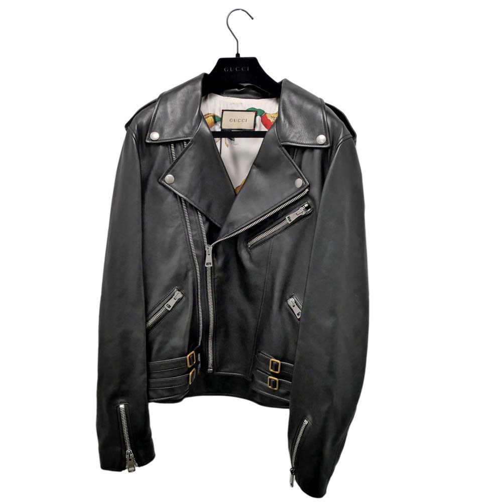 GUCCI　グッチ　レザージャケット　ライダース　牛革　インターロッキング　GG 楽天市場】【GUCCI】グッチ『レザーライダースジャケット size40