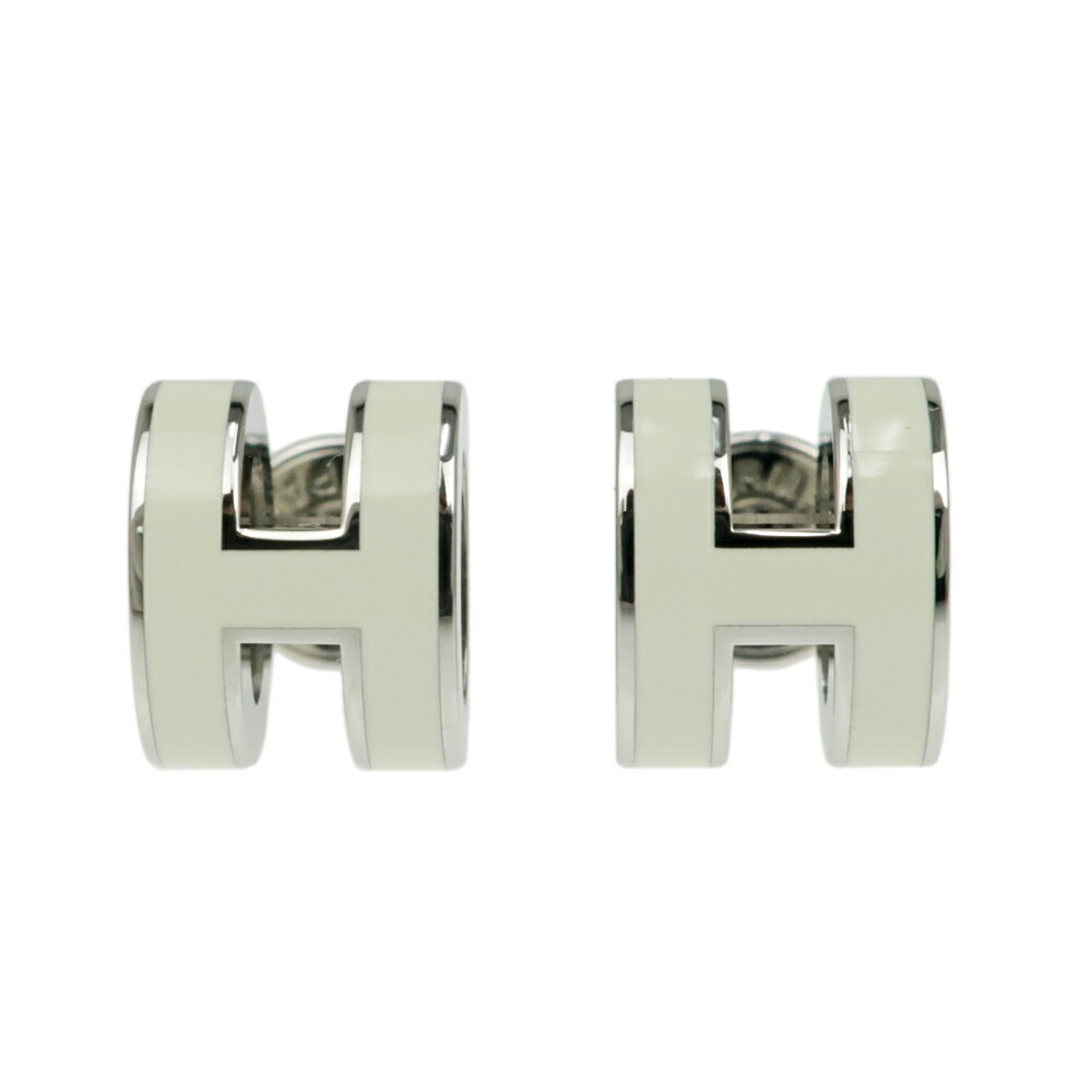 【名東】【HERMES】エルメス ピアス ポップアッシュ 一対 ジョーヌスフレペール ホワイト シルバー金具 ジュエリー その他【未使用】【中古】