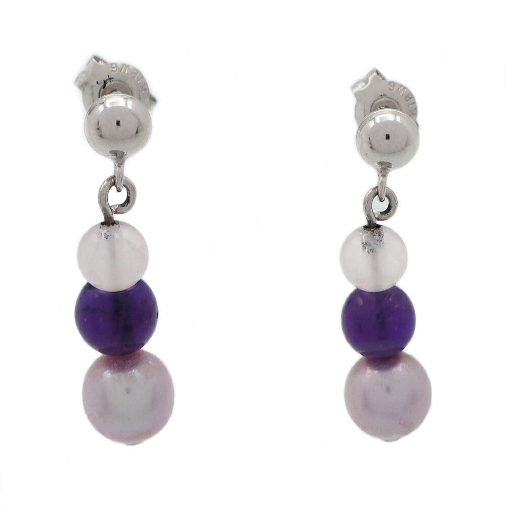 【天白】【TASAKI】タサキ ピアス 1対 パール アメジスト K18WG 2.0g ホワイトゴールド 可愛い レディース【中古】
