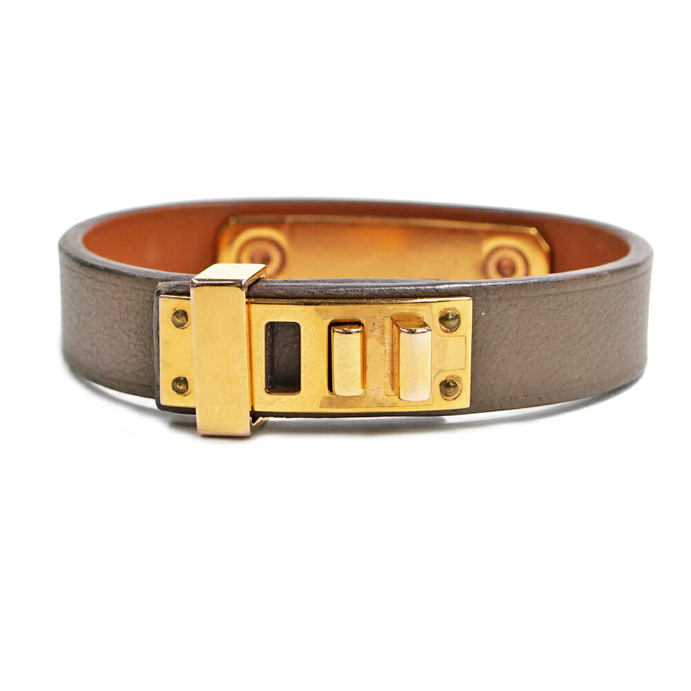 【名東】【HERMES】エルメス アス ドゥ クール ブレスレット エトゥープ ゴールド金具 U刻印 ヴォースイフト アクセサリー 小物 レディース【中古】