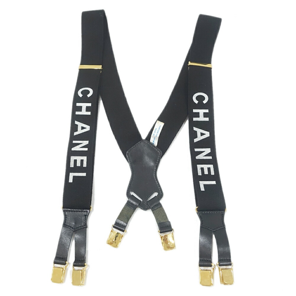 楽天市場】◇CHANEL シャネル サスペンダー ロゴ BE/BK ベージュ