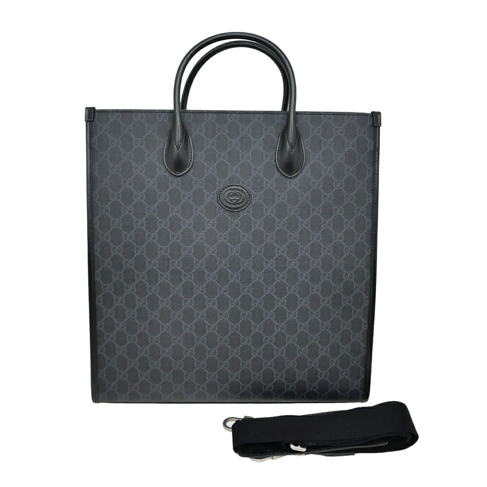 【最大限度４万円割り引き引き換え証】【名東】【GUCCI】グッチ トートバッグ インターロッキングG 2WAY お手々 黒いこと 黒いこと 肩部 なめし革 674155 メンズ【新品】【未当て嵌める】【中古】