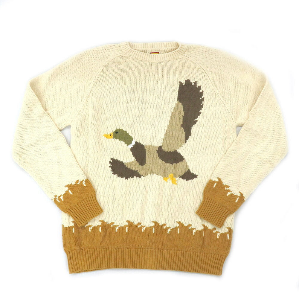 【名古屋】【HUMAN MADE】ヒューマンメイド ダック ニット セーター DUCK KNIT SWEATER ベージュ ブラウン Lサイズ コットン トップス アパレル メンズ レディース【中古】