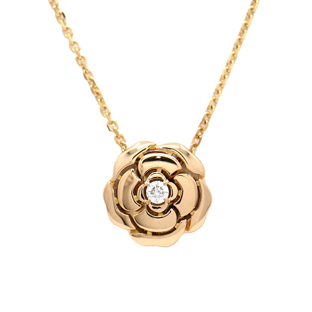 ピンクカメリアで上品で可憐な印象に♪【CHANEL】ネックレス CAMELIA シャネル ネックレス レディース カメリア 1Pダイヤ