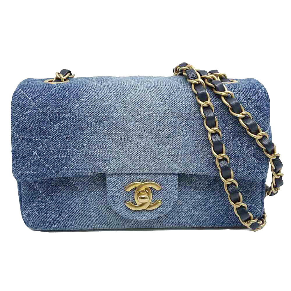 シャネル デニム マトラッセ ココマーク チェーンショルダーバッグ ネイビー シャネル CHANEL マトラッセ20 ネイビー デニム ショルダー