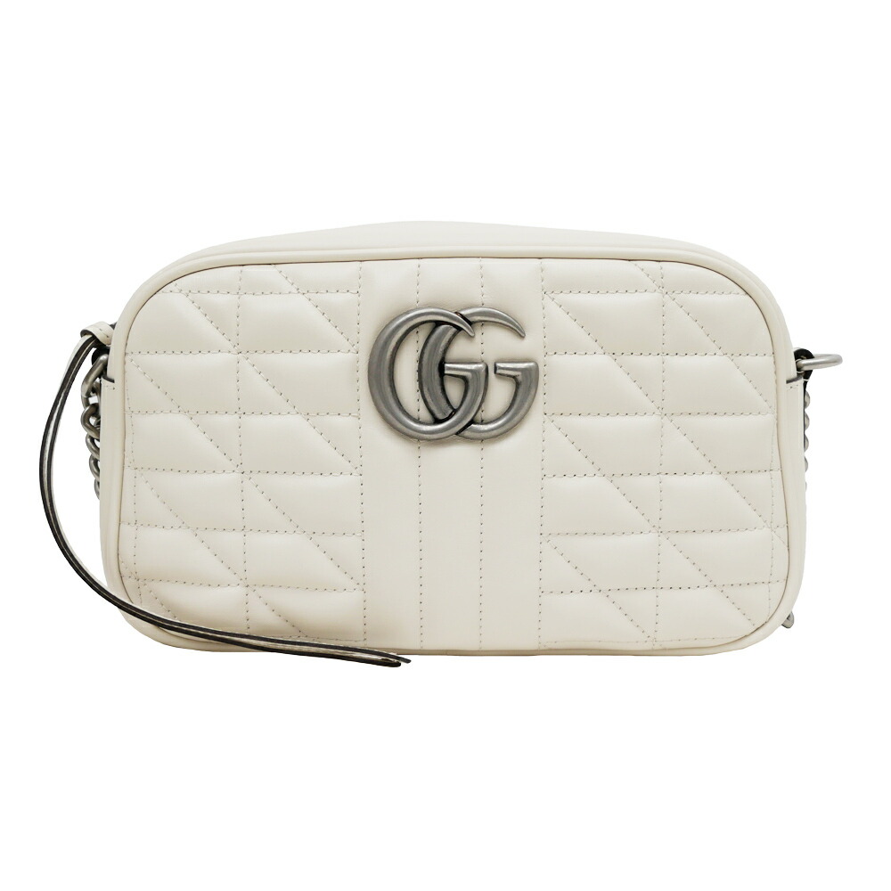 【最大限度４万円割り引き引き換え証】【名東】【GUCCI】グッチ GGマーモント ショルダーバッグ 白いこと キルティング帆布 447632 なめし革 レディース メンズ【新品】【未当て嵌める】【中古】