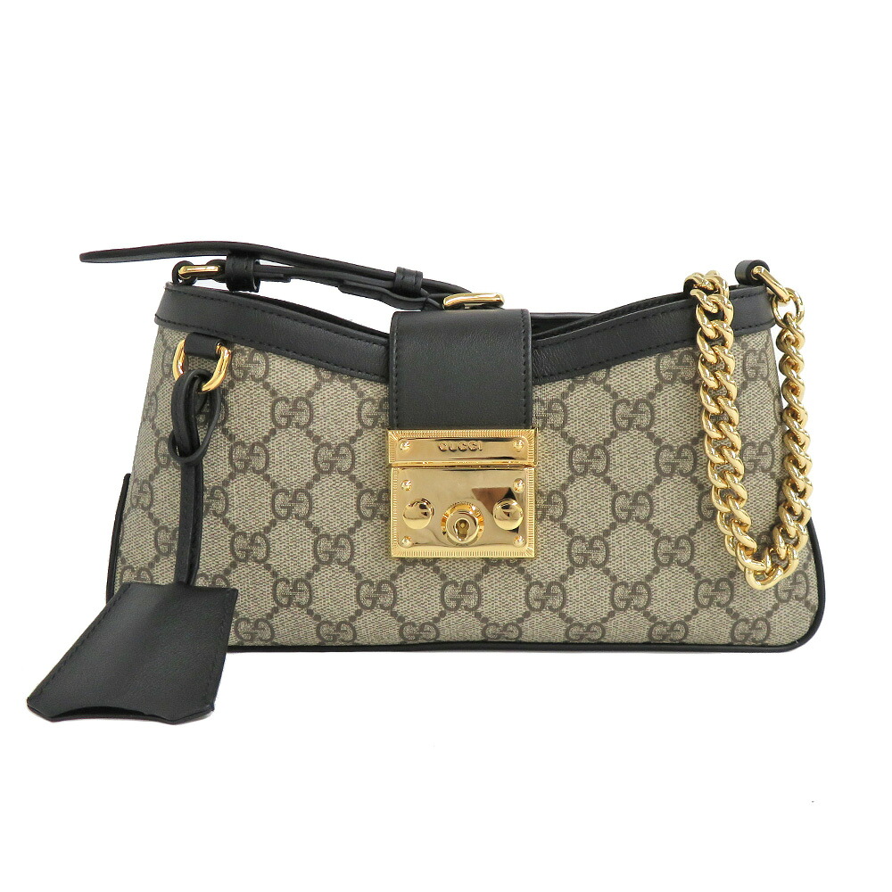 【名古屋】【GUCCI】グッチ パドロック スモール ショルダーバッグ 811705 ブラック GGスプリーム キャンバス 黒 ワンショルダー 肩掛け 美品【中古】