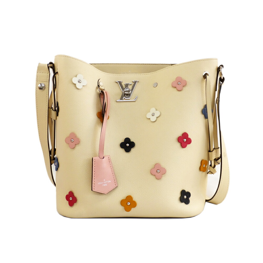【最大限度４万円銀行割引クーポン券】【天白】【LOUIS VUITTON】ルイヴィトン ロックミー 井戸釣瓶御花 ショルダーバッグ お花主題 M53081 白いこと系 しろがね色金具 御徒面子 レディース 鞄【中古】