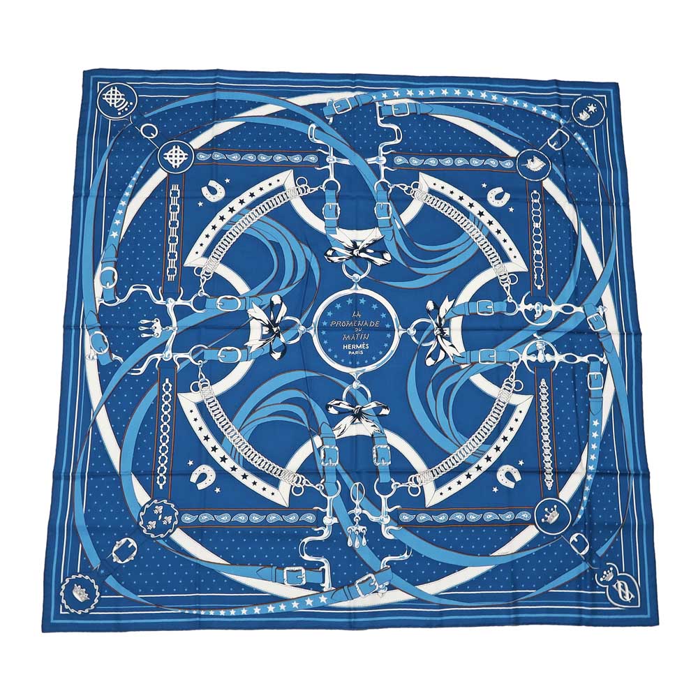 HERMES エルメス　カレ 140 ブルー 鍵 ショール LES CLES エルメス カレ140 LES CLES BANDANA 鍵柄 カシミヤ×シルク