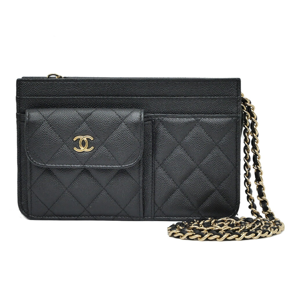 CHANEL ブラック レザー チェーンウォレット⛓️ 楽天市場】【バッグ】CHANEL シャネル カンボンライン チェーン