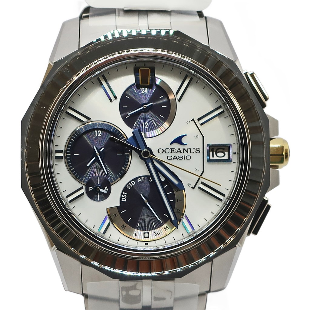 【天白】【CASIO】カシオ OCEANUS オシアナス 100本限定 OCW-S6000PBS-7AJR モバイルリンク 電波 ソーラー チタン ホワイト メンズ 腕時計【新品】【未使用】【中古】