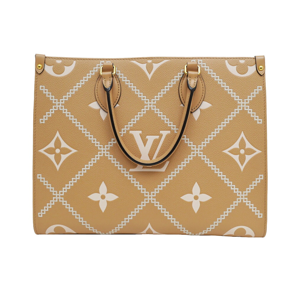 【最大３万円OFFクーポン】【名東】【LOUIS VUITTON】ルイヴィトン オンザゴーMM ハンドバッグ トート ブロデリー アリゾナ ブラウン モノグラムアンプラント M46015 RFID【中古】