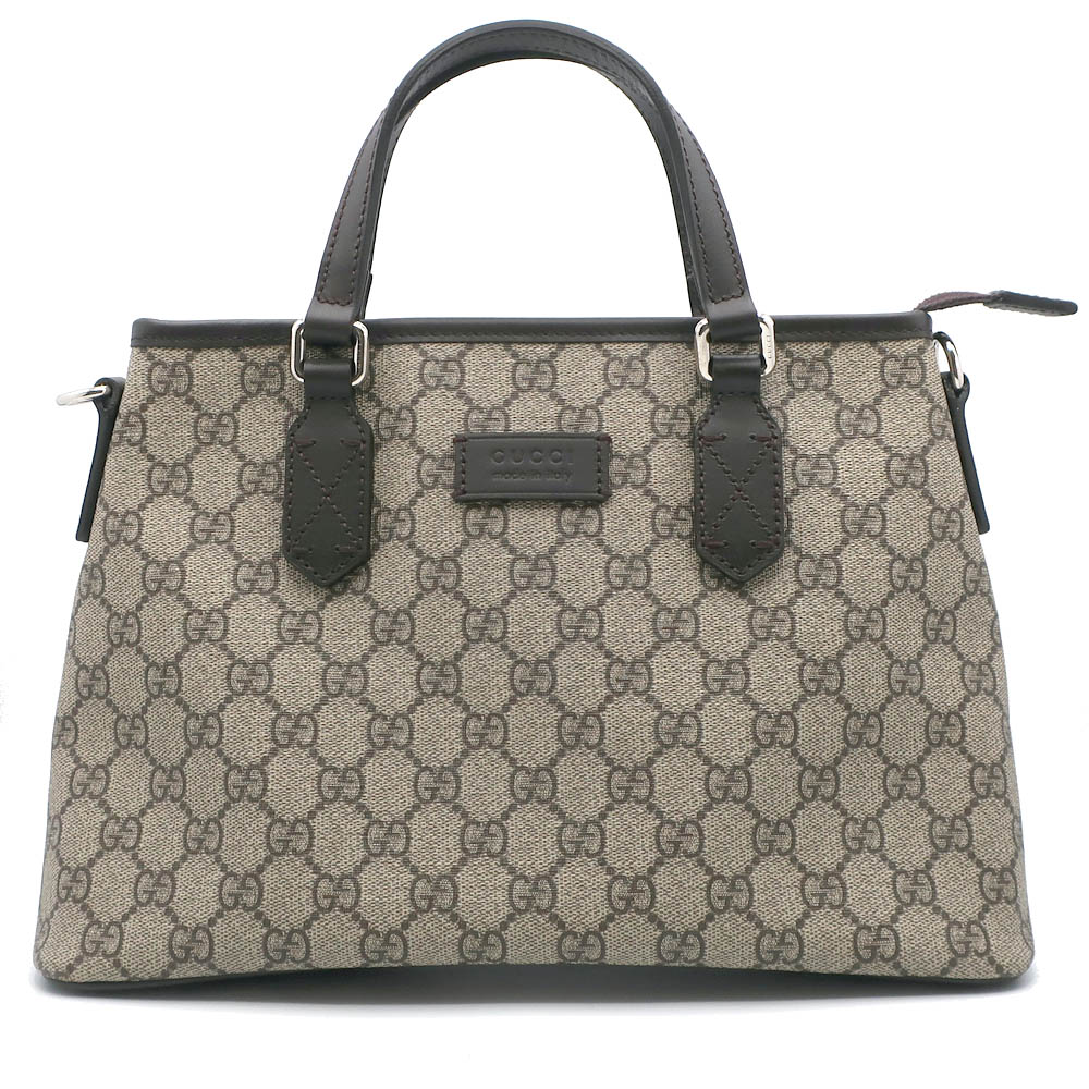 【天白】【GUCCI】グッチ トートバッグ GGスプリーム 429019.486628 ベージュ ブラウン シルバー金具 PVC レザー ストラップ欠品 ハンドバッグ レディース 鞄【中古】