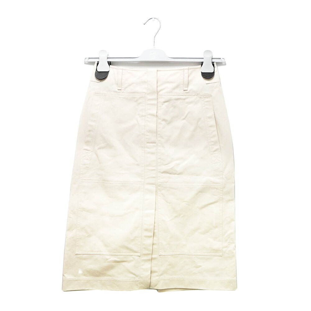 【名東】【HERMES】エルメス スカート ギャバジン ホワイト 白 38サイズ コットン レディース アパレル 女 服【未使用】【中古】｜質ウエダ