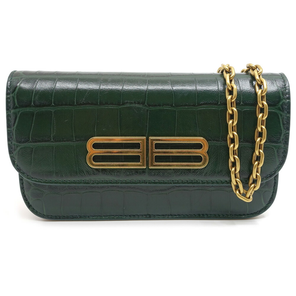 バレンシアガ BALENCIAGA チェーンショルダーバッグ BB グリーン 楽天