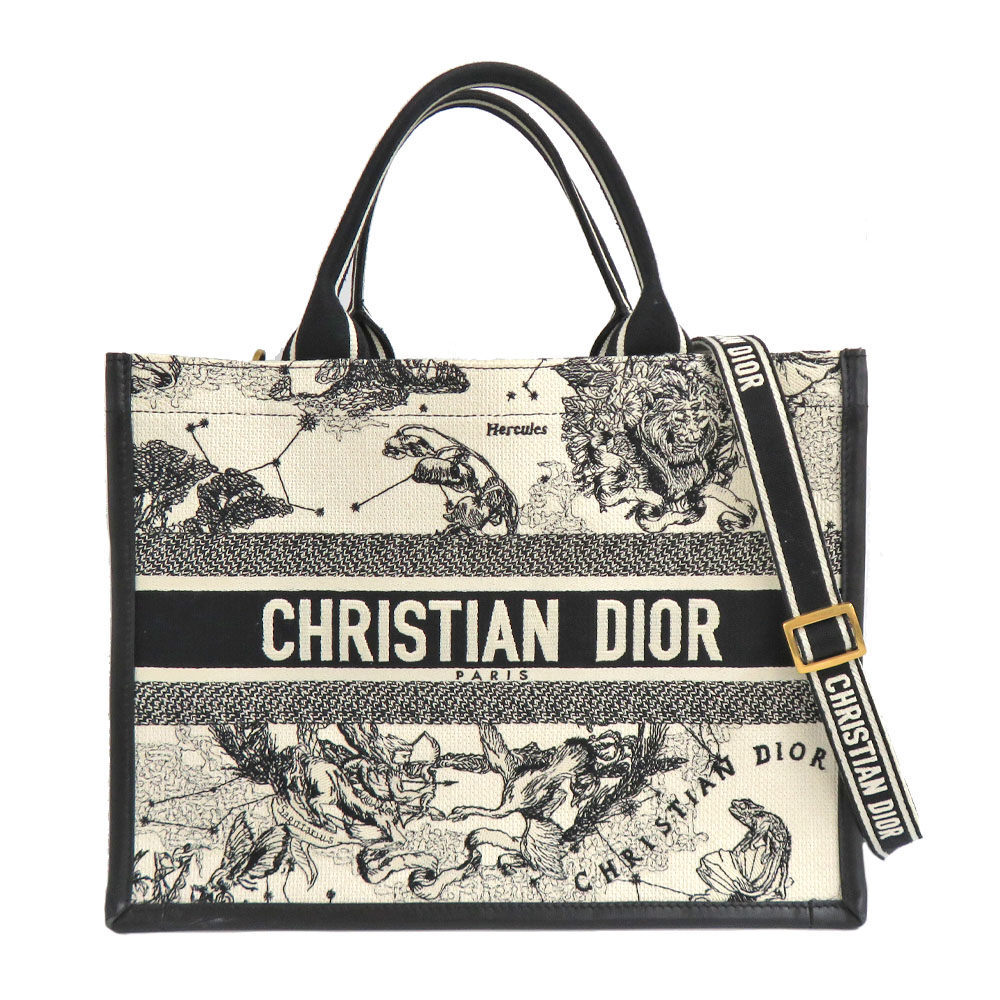【最大３万円OFFクーポン】【名古屋】【DIOR】ディオール ブックトート ミディアム M1324CETW ホワイト ブラック エンブロイダリー 星座 トートバッグ 黒 白 ショルダーバッグ レザー レディース【中古】 218,900円