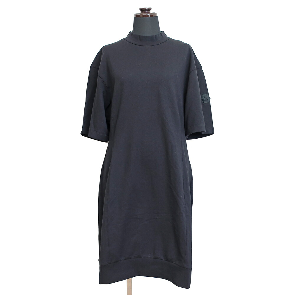 【天白】【MONCLER】モンクレール 半袖ワンピース ブラック H20938I00003 コットン94％ ポリウレタン6％ 表記サイズS アパレル 服【中古】