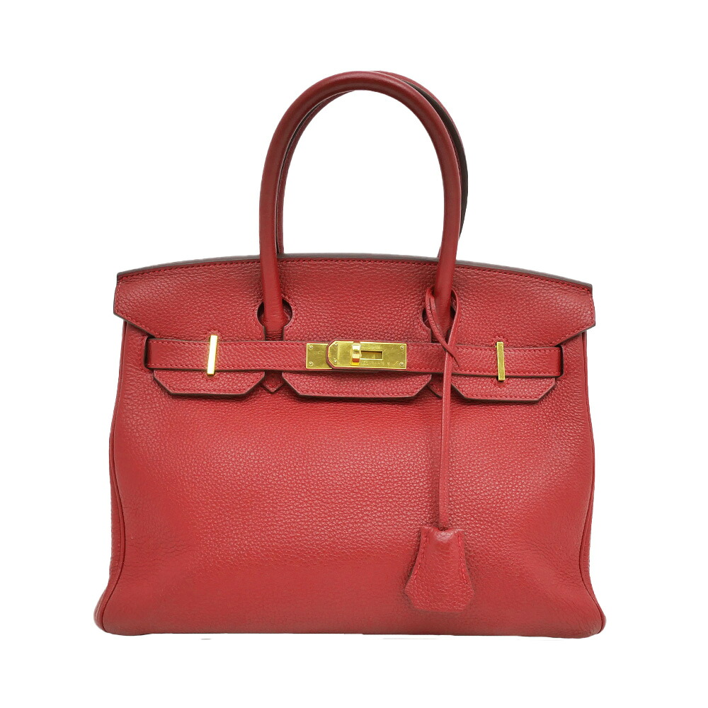 【名東】【HERMES】エルメス バーキン30 トートバッグ 赤系 トゴ A刻印 2017年製造 ゴールド金具 ハンド【中古】|質ウエダ