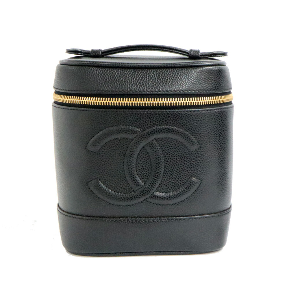【名古屋】【CHANEL】シャネル バニティバッグ キャビアスキン ブラック ゴールド金具 A01998 化粧ポーチ レディース 女【中古】