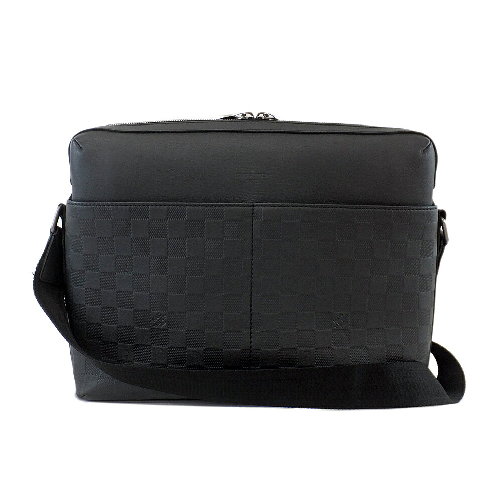 【天白】【LOUIS VUITTON】ルイヴィトン カリプソMM ダミエアンフィニティ N41201 ブラック系 PVCコーティングキャンバス レザー ショルダーバッグ メンズ レディース 鞄【中古】