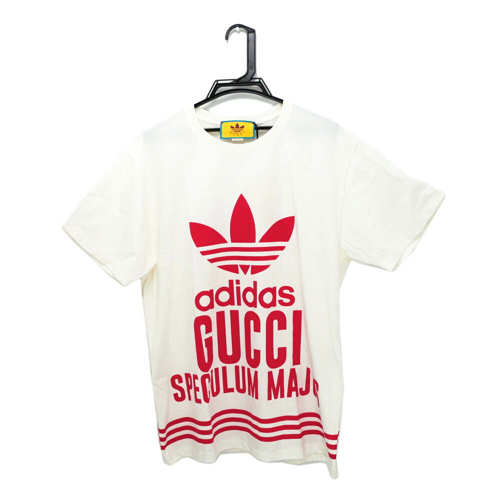 GUCCI × adidas コラボTシャツ M 白 赤 トレフォイル 正規品 GUCCI(グッチ) GUCCI×adidas Tシャツ トップス アパレル
