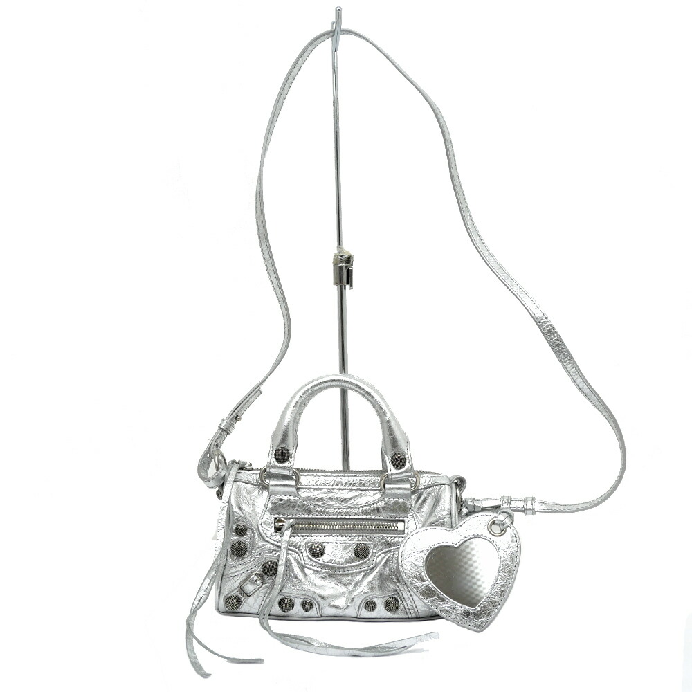 【最大３万円OFFクーポン】【名東】【BALENCIAGA】バレンシアガ ルカゴール ナノ NANO 792599 メタリックシルバー 2WAYハンドバッグ ショルダー レザー レディース その他【新品同様】【中古】