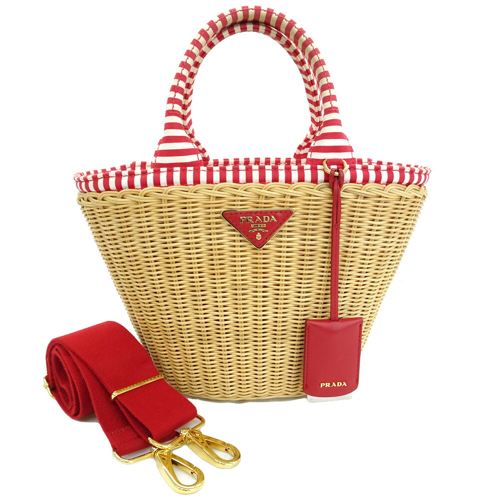 楽天市場】【美品】プラダ【PRADA】 ラフィア ハンドバッグ