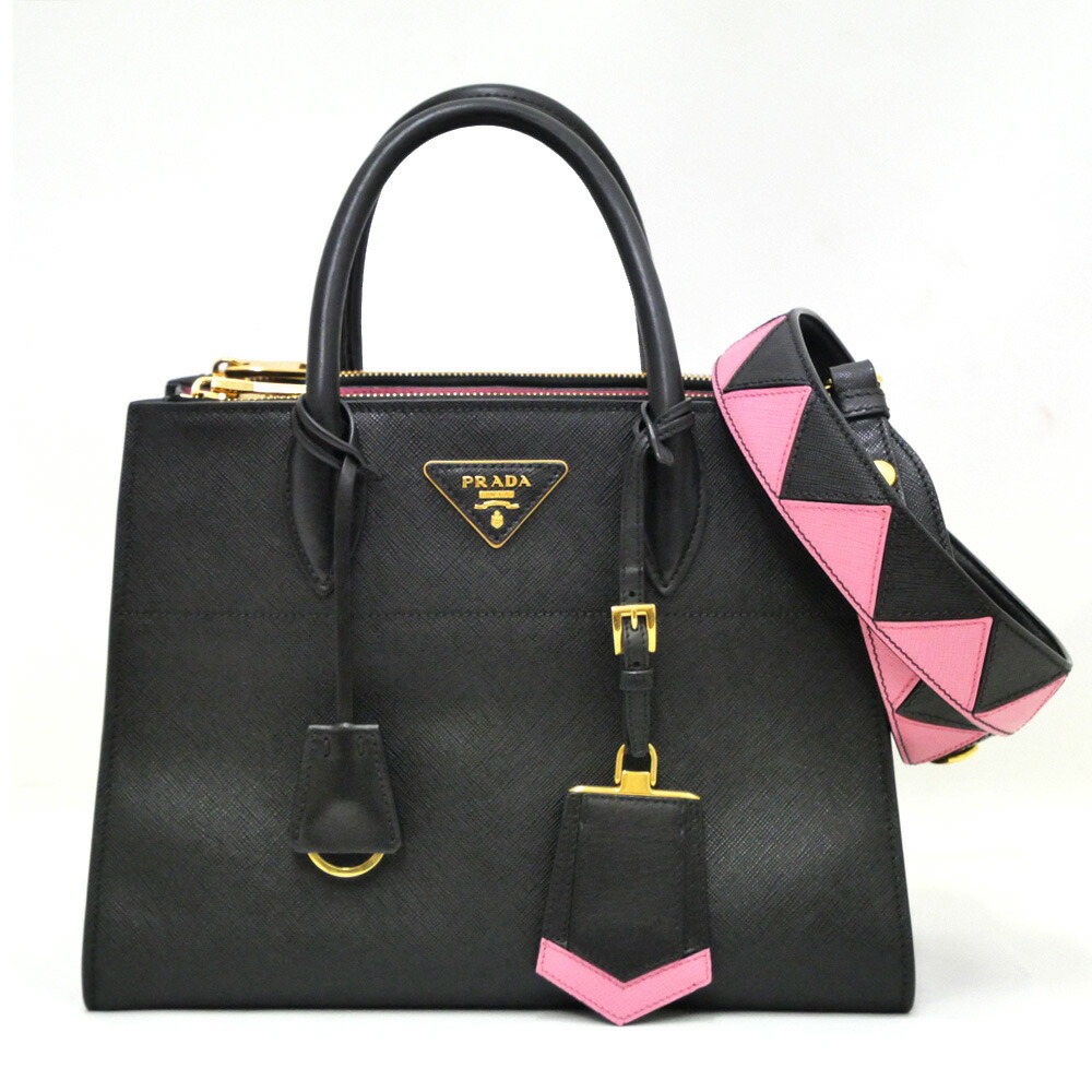 PRADA サフィアーノダークパープル ハンドバッグ ボルドー プラダ ガレリア サフィアーノレザー スモールバッグ