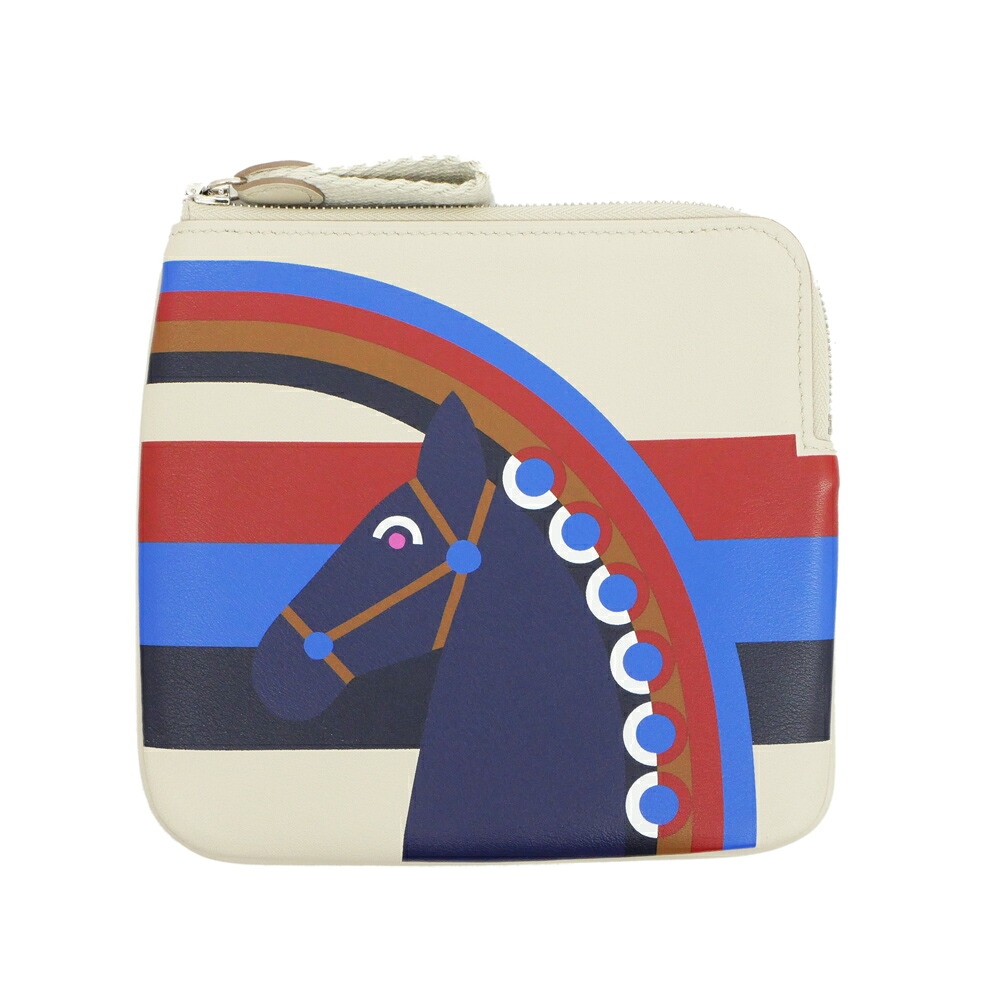 【名東】【HERMES】エルメス カレ ポケットポーチ ベトン スイフト Y刻印 馬 ベージュレザー 小物【未使用】【中古】