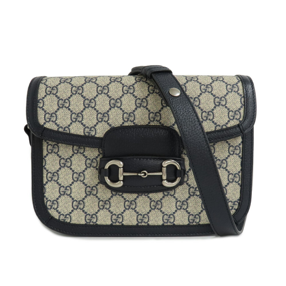 【名古屋】【GUCCI】グッチ ホースビット 1955 ミディアム 602204 ショルダーバッグ ネイビー GGスプリーム シルバー金具 レザー レディース【新品】【未使用】【中古】 163,900円