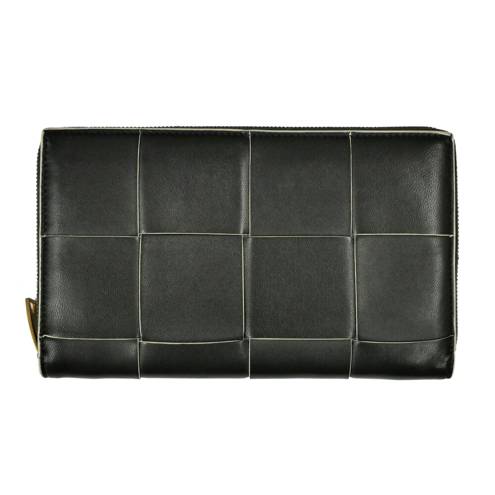 【名東】【BOTTEGA VENETA】ボッテガヴェネタ マキシ イントレチャート テープ ジップアラウンドウォレット ラウンドジッパー長紙入れ 814649 なめし革 小物【中古】