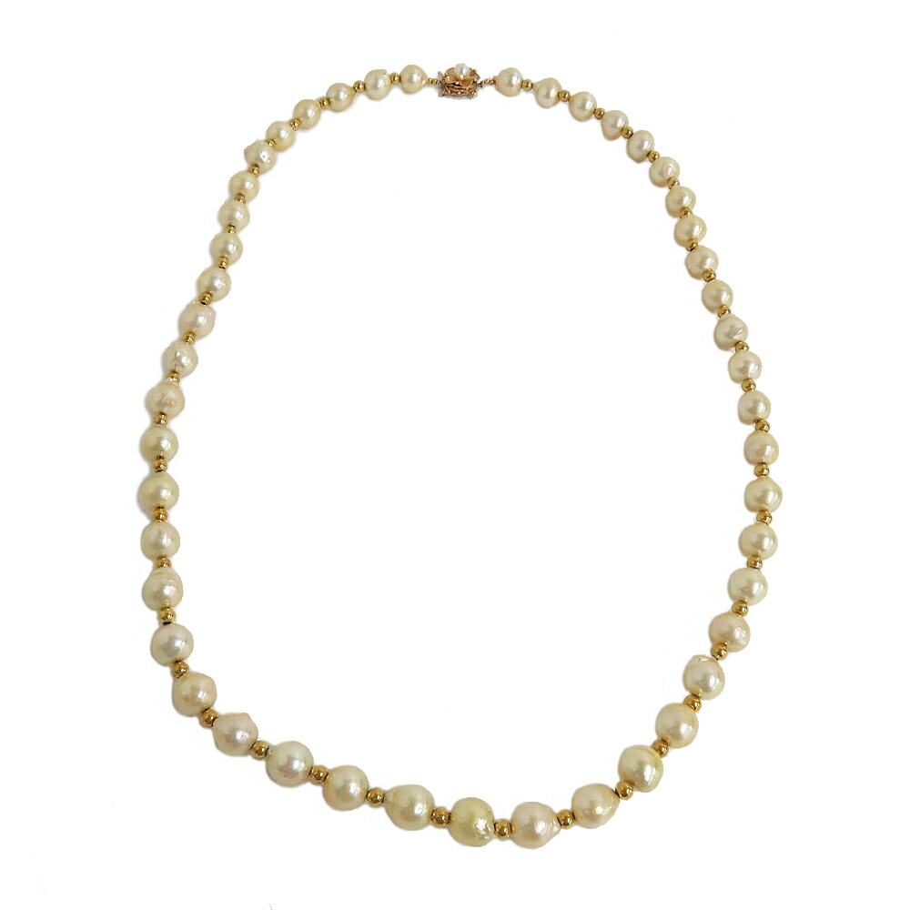 【名古屋】【JEWELRY】ネックレス バロックパール 8.8-9.0mm K14 ゴールド アクセサリー レディース 【中古】
