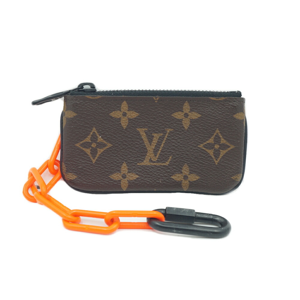 【栄】【LOUIS VUITTON】ルイヴィトン M44487 財布 ポシェットクレ モノグラムキャンバス コインケース ブラウン オレンジ 本体品のみ【中古】