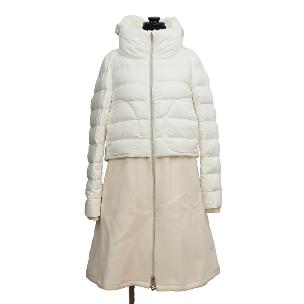 【天白】【HERNO】ヘルノ 切替ダウンコート ホワイト系 表記サイズ38 PI1214D-19288-1000 ダウン/ウール 白 上着 アウター アパレル 服 レディース【中古】