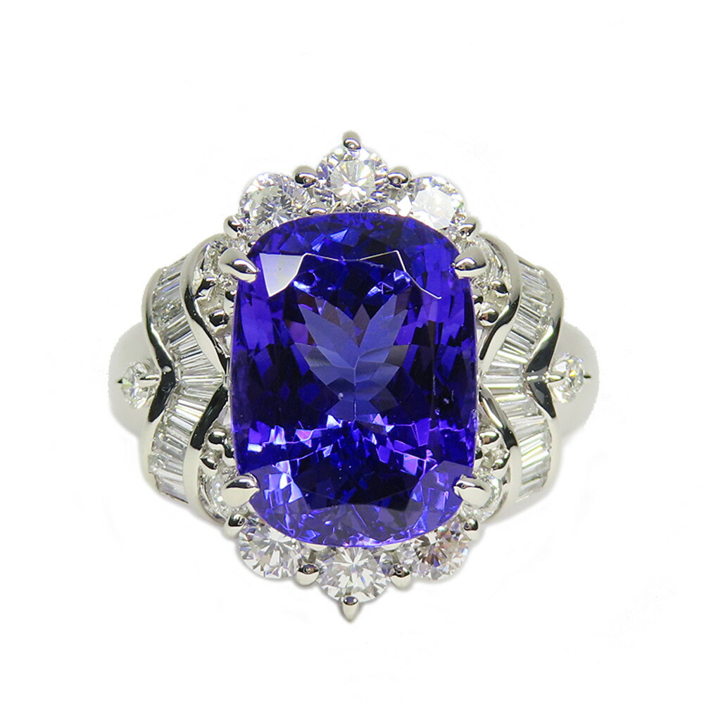 【名古屋】【JEWELRY】リング タンザナイト ゾイサイト ファンシーカット 6.72ct ダイヤ1.09ct 鑑別書 PT900 プラチナ アクセサリー レディース 【中古】