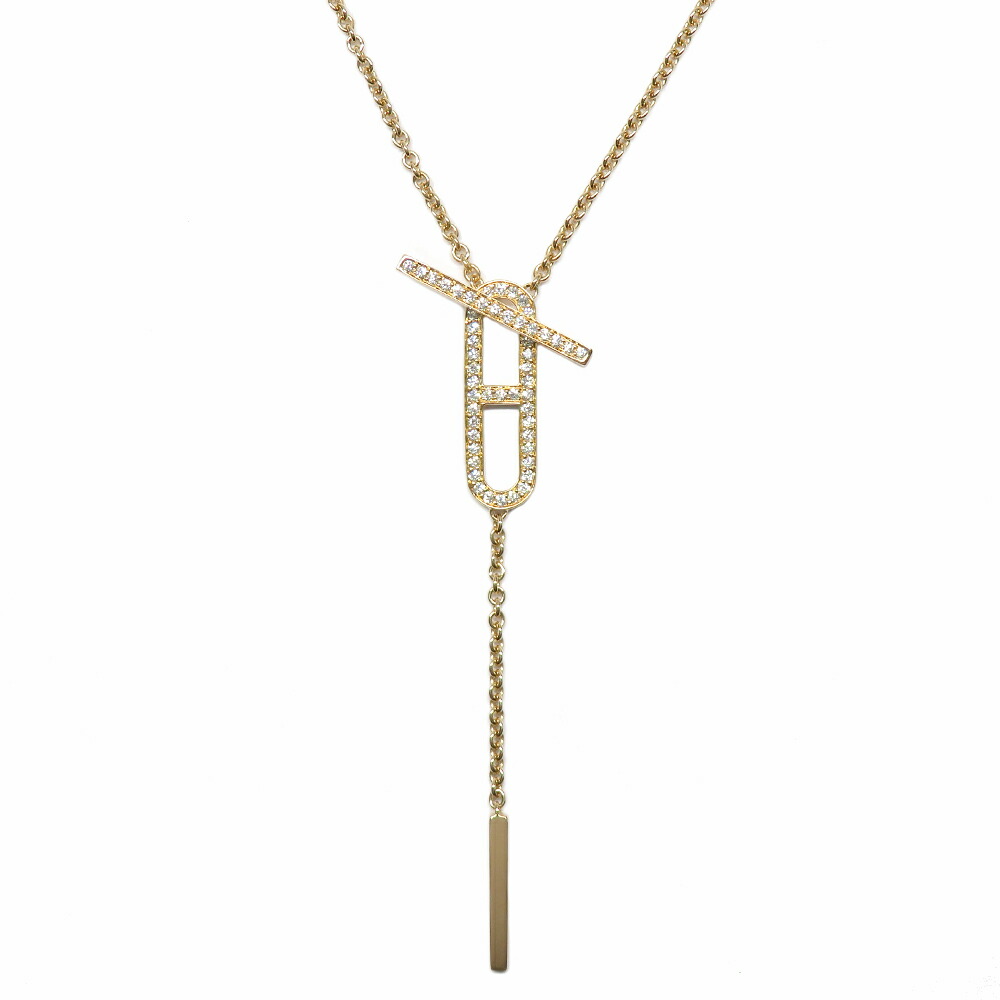 美品 エルメス ループグラン ネックレス ペンダント ブラック ゴールド金具 HERMES - 【HERMES】エルメス ループグラン ペンダント レザー