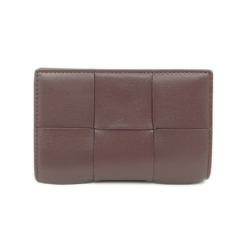 【栄】【BOTTEGA VENETA】ボッテガヴェネタ 814644 イントレチャート テープ ビジネスカードケース 二つ折り紙入れ ゴールド金具 赤いこと系 ウォレット 余分の物 箱【中古】