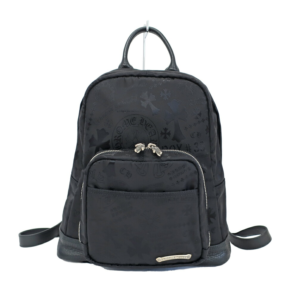 【天白】【CHROME HEARTS】クロムハーツ 背嚢 うしろ側容器に並べる 7TH GRADE MINI マルチロゴタイプ 総柄 ナイロン ダガージップ 黒いこと 黒 ユニ一発やる 鞄【新品】【未当て嵌める】【中古】