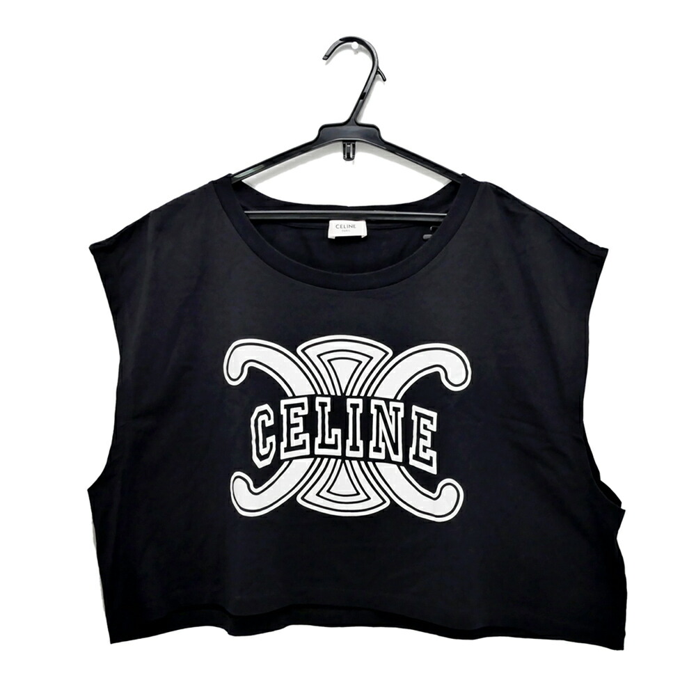 CELINE ブラック リブ タンクトップ XS CELINE - CELINE セリーヌ 25SS トリオンフ リブタンクトップ