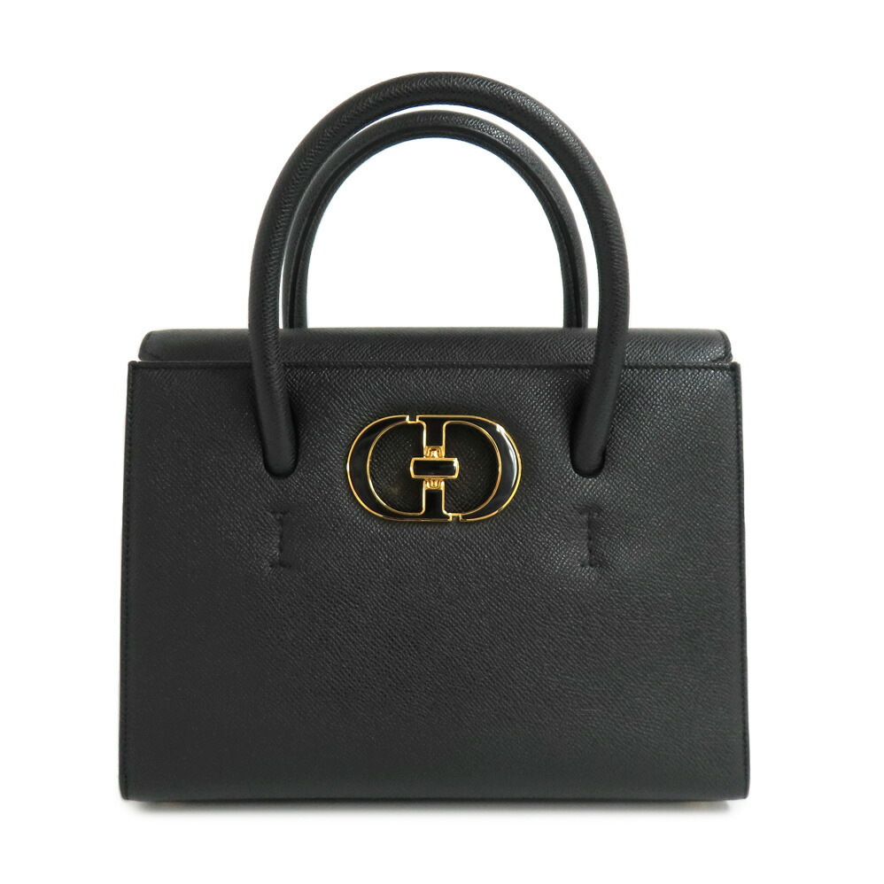 【名古屋】【CHRISTIAN DIOR】ディオール 30 モンテーニュ サントレノ スモール M9321UMBA 黒いこと ハンドバック 2WAY ショルダーバッグ カーフレザー ゴールド金具 レディース【中古】 バッグ・小物・ブランド雑貨-レディースバッグ-バッグ