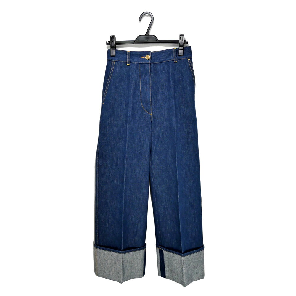 【名東】【PATOU】パトゥ デニム ワイドパンツ ブルー系 34サイズ レディース 女 アパレル 服 ファッション【中古】