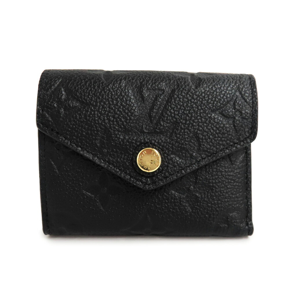 【名古屋】【LOUIS VUITTON】ルイヴィトン ポルトフォイユ・ゾエ M62935 モノグラム アンプラント ノワール 黒 ゴールド金具 三つ折り財布 コンパクト ミニ レディース【中古】