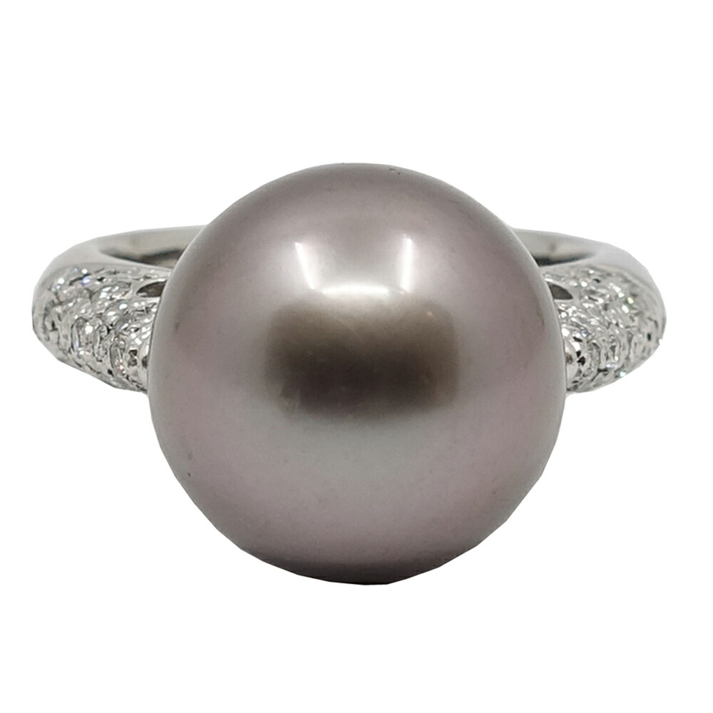 【栄】【JEWELRY】ジュエリー リング 指輪 パール 黒真珠 12.3mm玉 ダイヤモンド0.43ct 約12号サイズ Pt900 プラチナ 女性 レディース アクセサリー 約9.5g 本体のみ【中古】