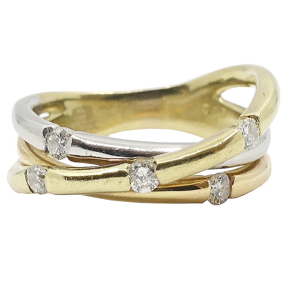 【栄】【JEWELRY】ジュエリー リング 指輪 ダイヤモンド0.25ct K18YG/Pt900 イエローゴールド プラチナ 約12号サイズ 女性 レディース 約6.9g 超音波洗浄済 アクセサリー 本体のみ【中古】